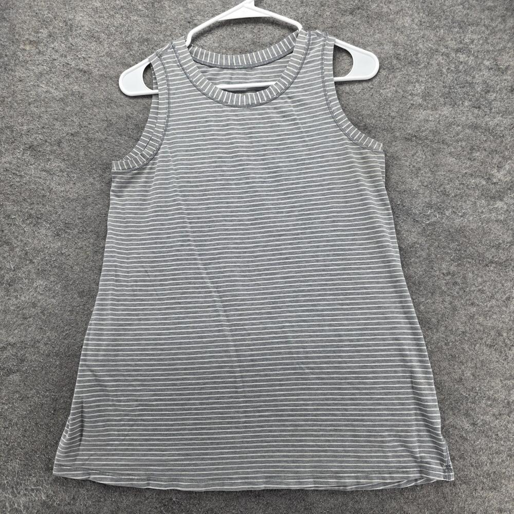 Lululemon Tank Top Womens M Gray Basic Striped Modal Blend Lightweight Stretch